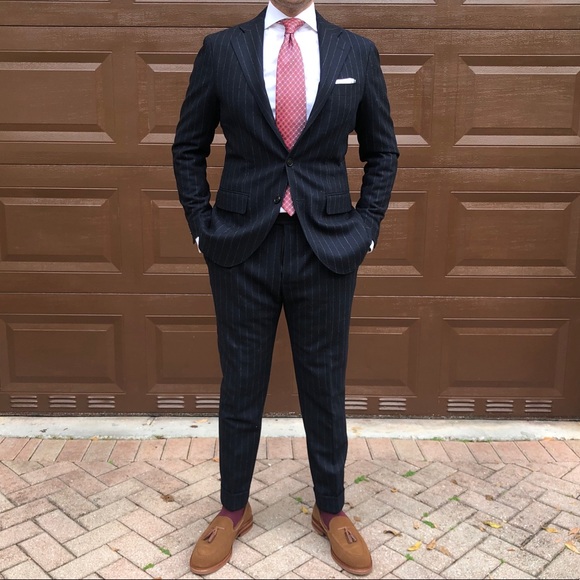 EUC SPIER & MACKAY Navy Flannel Pinstripe Suit 38R - Picture 4 of 9